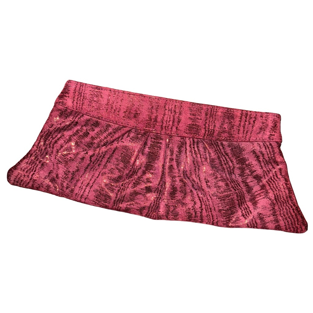 Lauren Merkin Red Louise Metallic Leather Clutch Glam Cocktail Party